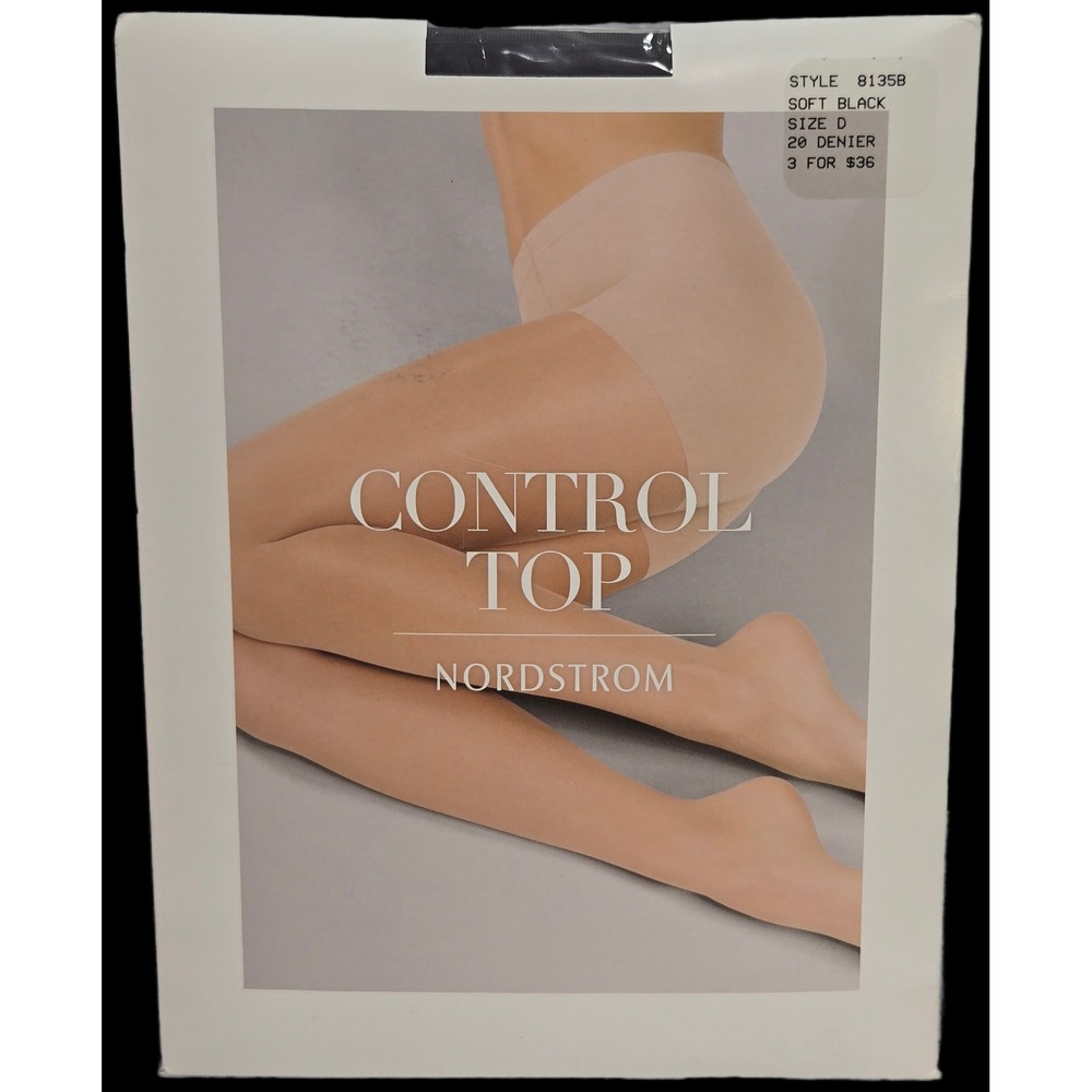 Nordstrom Control Top Everyday Sheer Tights Soft Black Size D 20 Denier 8135B